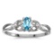 Certified 14k White Gold Oval Blue Topaz And Diamond Ring 0.21 CTW