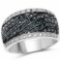 0.87 Carat Genuine Blue Diamond and White Diamond .925 Sterling Silver Ring