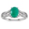 Certified 14k White Gold Oval Emerald And Diamond Ring 0.92 CTW