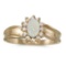 Certified 10k Yellow Gold Oval Opal And Diamond Ring 0.33 CTW