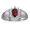 Certified 14k White Gold Oval Garnet And Diamond Ring 0.48 CTW