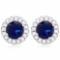 2 CARAT CREATED BLUE SAPPHIRE & 1/3 CARAT (32 PCS) FLAWLESS CREATED DIAMOND 925 STERLING SILVER EARR