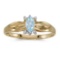 Certified 10k Yellow Gold Oval Aquamarine And Diamond Ring 0.15 CTW