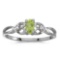 Certified 14k White Gold Oval Peridot And Diamond Ring 0.2 CTW