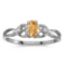 Certified 14k White Gold Oval Citrine And Diamond Ring 0.17 CTW