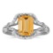 Certified 10k White Gold Emerald-cut Citrine And Diamond Ring 1.36 CTW