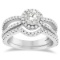 Diamond Halo Split Shank Bridal Set 14k White Gold (1.30ct)