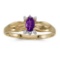 Certified 10k Yellow Gold Oval Amethyst And Diamond Ring 0.19 CTW