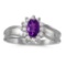 Certified 10k White Gold Oval Amethyst And Diamond Ring 0.48 CTW