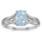 Certified 14k White Gold Oval Aquamarine And Diamond Ring 0.9 CTW