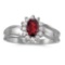 Certified 10k White Gold Oval Garnet And Diamond Ring 0.61 CTW