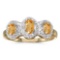 Certified 14k Yellow Gold Oval Citrine And Diamond Three Stone Ring 0.44 CTW