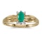Certified 10k Yellow Gold Oval Emerald And Diamond Ring 0.17 CTW