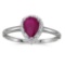 Certified 14k White Gold Pear Ruby And Diamond Ring 0.52 CTW