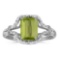 Certified 10k White Gold Emerald-cut Peridot And Diamond Ring 1.32 CTW