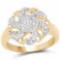 14K Yellow Gold Plated 0.28 Carat Genuine White Diamond .925 Sterling Silver Ring