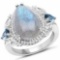 6.18 Carat Genuine Labradorite, London Blue Topaz and White Topaz .925 Sterling Silver Ring