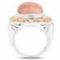 Two Tone Plated 12.80 Carat Genuine Moonstone .925 Sterling Silver Ring