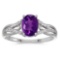 Certified 14k White Gold Oval Amethyst And Diamond Ring 1.02 CTW
