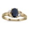 Certified 10k Yellow Gold Oval Sapphire And Diamond Ring 0.84 CTW