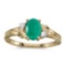 Certified 10k Yellow Gold Oval Emerald And Diamond Ring 0.6 CTW