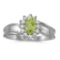 Certified 10k White Gold Oval Peridot And Diamond Ring 0.54 CTW