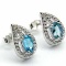 1 CARAT BABY SWISS BLUE TOPAZ & DIAMOND 925 STERLING SILVER EARRINGS