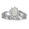 Certified 10k White Gold Oval Opal And Diamond Ring 0.33 CTW