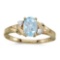 Certified 10k Yellow Gold Oval Aquamarine And Diamond Ring 0.6 CTW