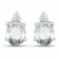 0.64 Carat Genuine Green Sapphire and White Diamond .925 Sterling Silver Earrings