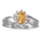 Certified 10k White Gold Oval Citrine And Diamond Ring 0.45 CTW