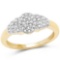 14K Yellow Gold Plated 0.22 Carat Genuine White Diamond .925 Sterling Silver Ring