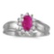 Certified 10k White Gold Oval Ruby And Diamond Ring 0.5 CTW