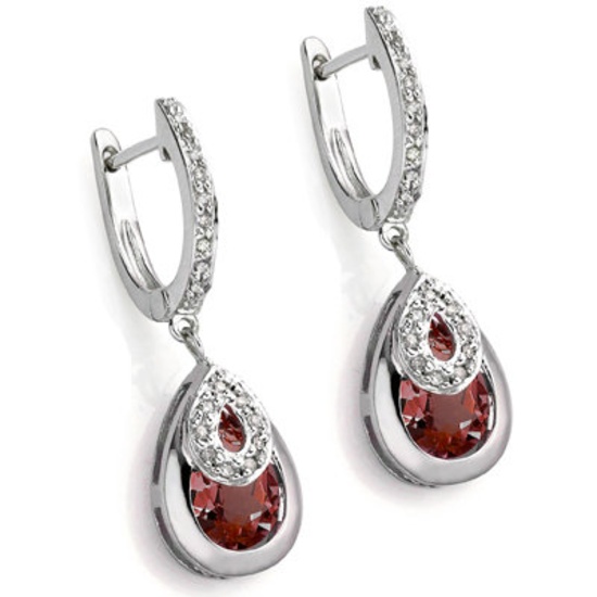 4 1/2 CARAT GARNET & DIAMOND 925 STERLING SILVER EARRINGS