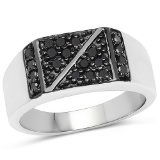 0.35 Carat Genuine Black Diamond .925 Sterling Silver Ring