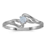 Certified 14k White Gold Round Aquamarine Ring 0.07 CTW