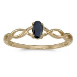 Certified 10k Yellow Gold Oval Sapphire Ring 0.25 CTW