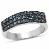 0.40 Carat Genuine Blue Diamond .925 Sterling Silver Ring