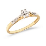 Certified 14K Yellow Gold Diamond Cluster Ring 0.1 CTW