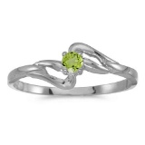 Certified 14k White Gold Round Peridot Ring 0.09 CTW