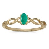 Certified 10k Yellow Gold Oval Emerald Ring 0.16 CTW