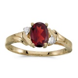 Certified 10k Yellow Gold Oval Garnet And Diamond Ring 0.74 CTW