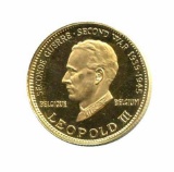 WWII Commemorative Proof Gold Medal 7g. 1958 Leopold III