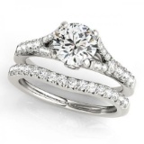 CERTIFIED 18KT WHITE GOLD 1.16 CT G-H/VS-SI1 DIAMOND BRIDAL SET