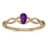 Certified 10k Yellow Gold Oval Amethyst Ring 0.18 CTW