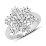 0.97 Carat Genuine White Diamond .925 Sterling Silver Ring