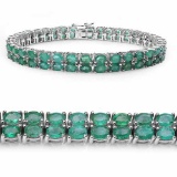 11.70 Carat Genuine Emerald .925 Sterling Silver Bracelet