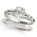 CERTIFIED 18KT WHITE GOLD 1.43 CT G-H/VS-SI1 DIAMOND BRIDAL SET