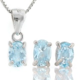 1 3/5 CARAT BABY SWISS BLUE TOPAZ 925 STERLING SILVER SET