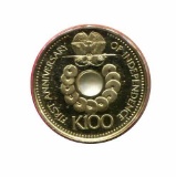 Papua New Guinea 100 kina gold PF 1976 Independence